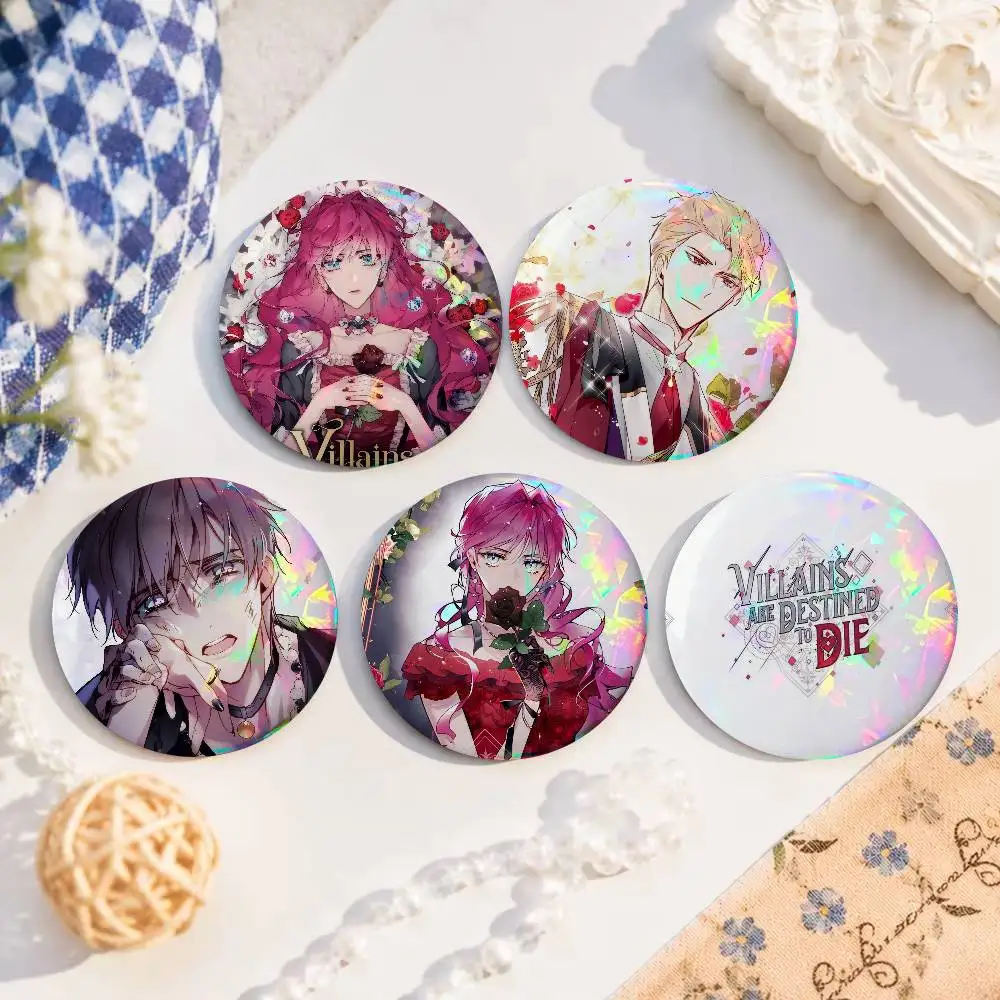 Manga V-Villains Are Destined to Die - Insignia Redonda, Figura de Juego, Botón, Pin, Broche de Hojalata, Accesorios para Ropa y Bolsos, Regalo para Amigos