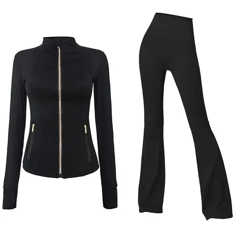 

2026 Stand Collar Jacket Bell-Bottom Pants Yoga Suit Series Elegant Fashionable Casual Wear For Men And Women