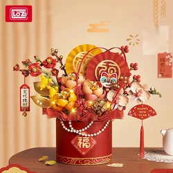 LOZ-1965 Chinese New Year rose building block toy flower living room decoration flower bouquet decoration Christmas gift
