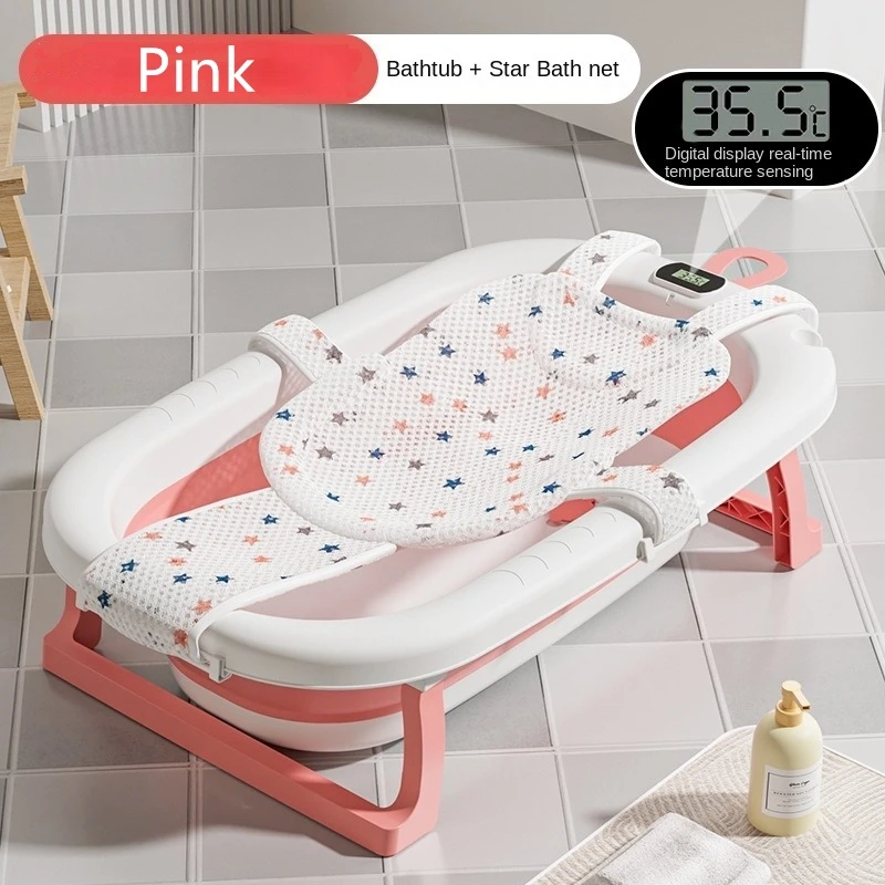 

Baby Bathtub,Collapsible Bathtub for Newborn to Toddler Durable Essential Infant Bath Tub with Soft Cushion