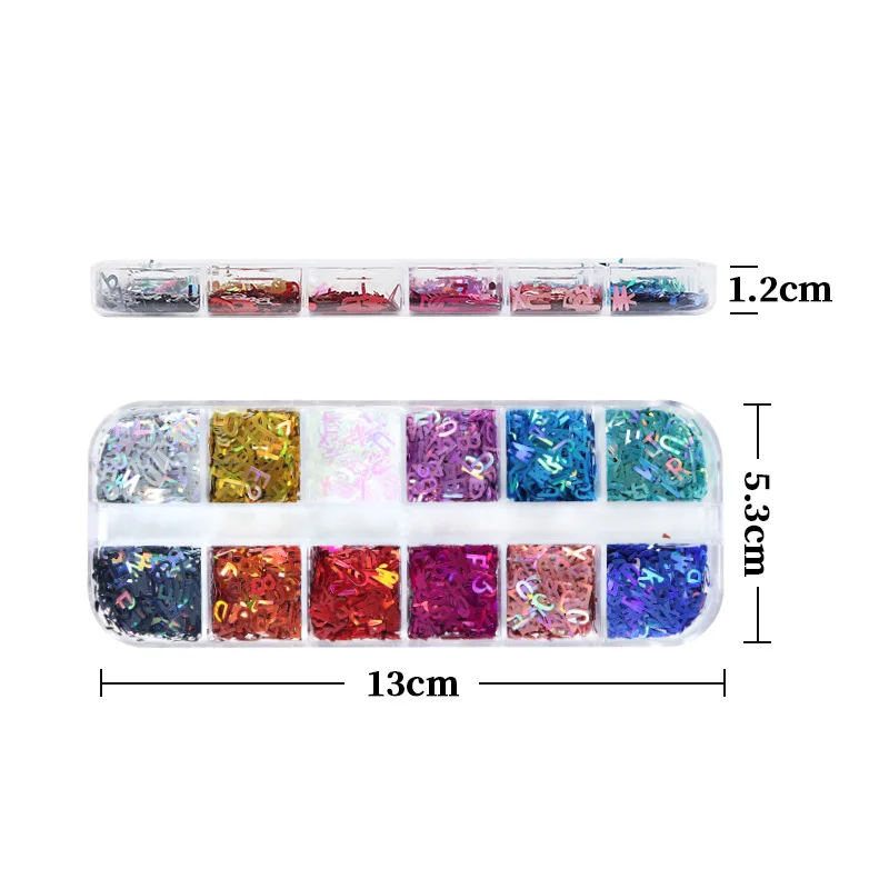 Holographic Glitter English Alphabet Flakes Resin Epoxy Mold Laser Letter Resin Sequins Fillings for Silicone Mold Handmade DIY