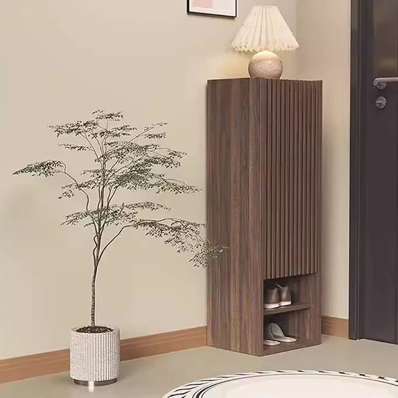 Lemari Sepatu Krim Putih Aksen Ruang Tamu Mewah Nordic Desain Tinggi Rak Sepatu Universal Penyimpanan Furnitur Postmodern Gabinete