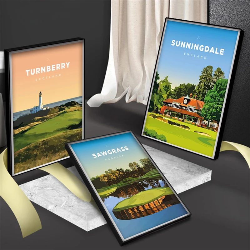 Golf Links Poster Aesthetic Nordic Minimalist Travel Landscape New York Golf Course Canvas Print Wall Art Home Decor Room Gift