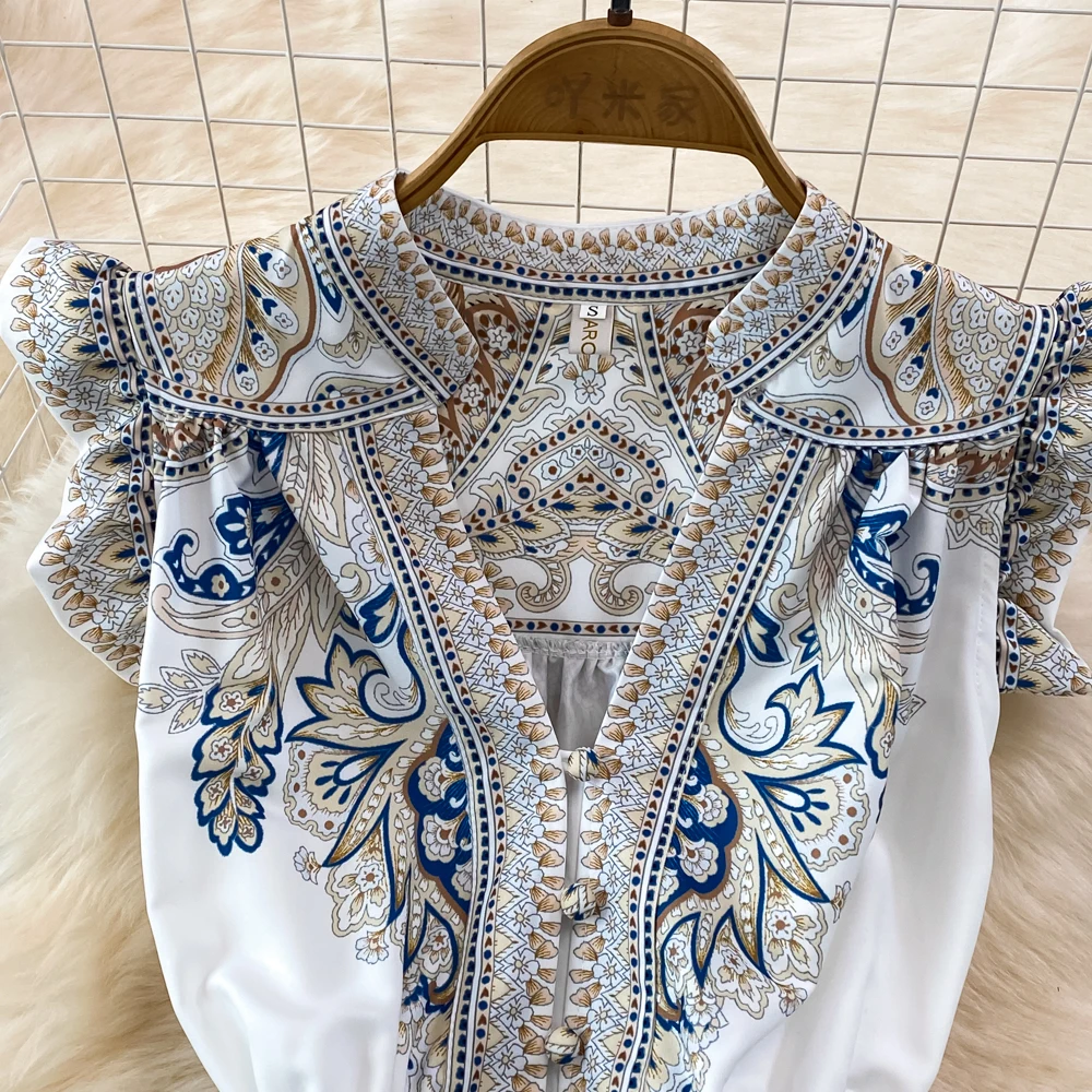 Summer Elegant Women's Long Dresses Sexy V-neck Sleeveless Ruffles Vintage Luxury Floral Print Party Maxi Dress Female Vestidos