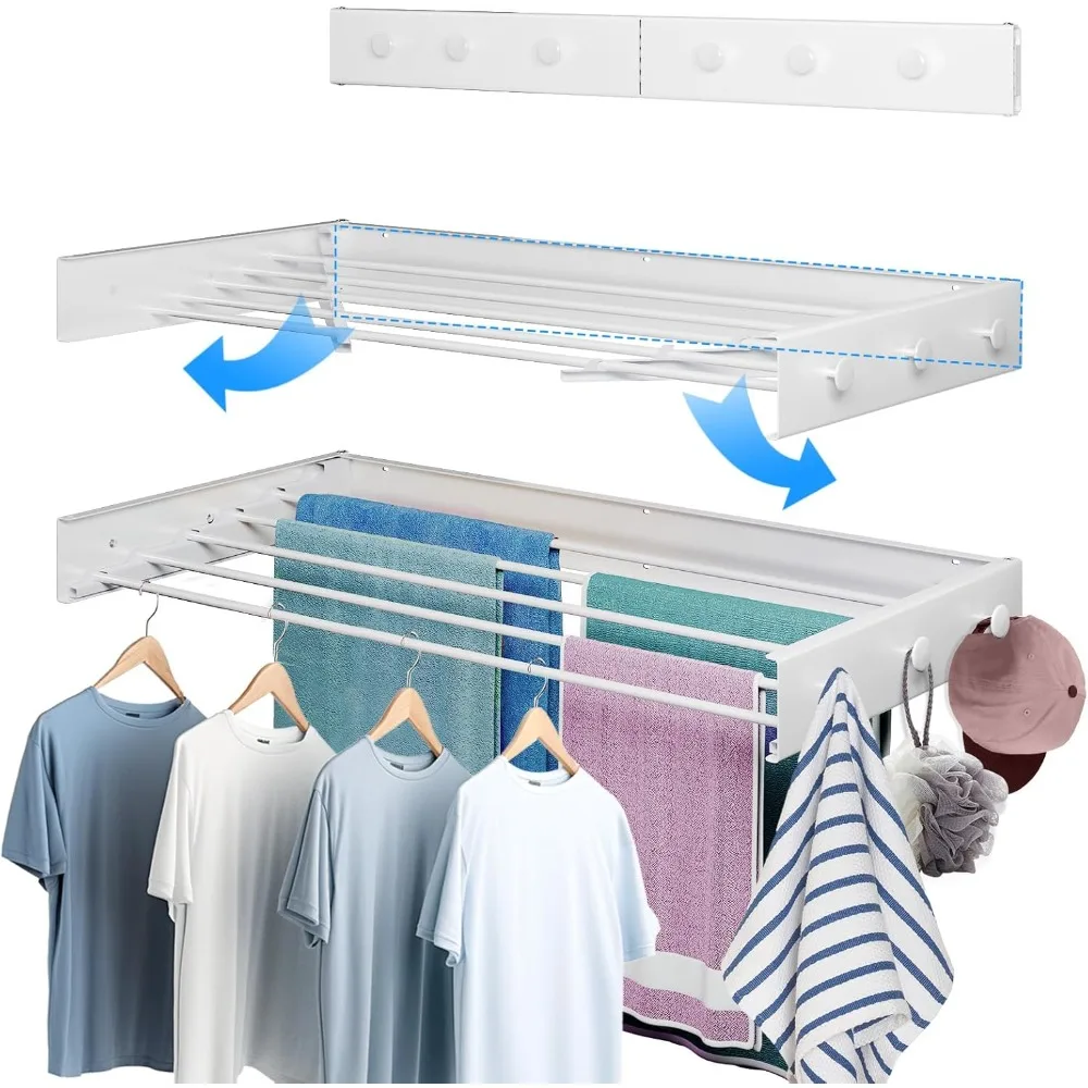 

Настенная сушилка 31,5 дюйма, обновленная 6 крючков с ручками, 5 алюминиевых столбов, 40 фунтов. Грузоподъемность, складная, выдвижная