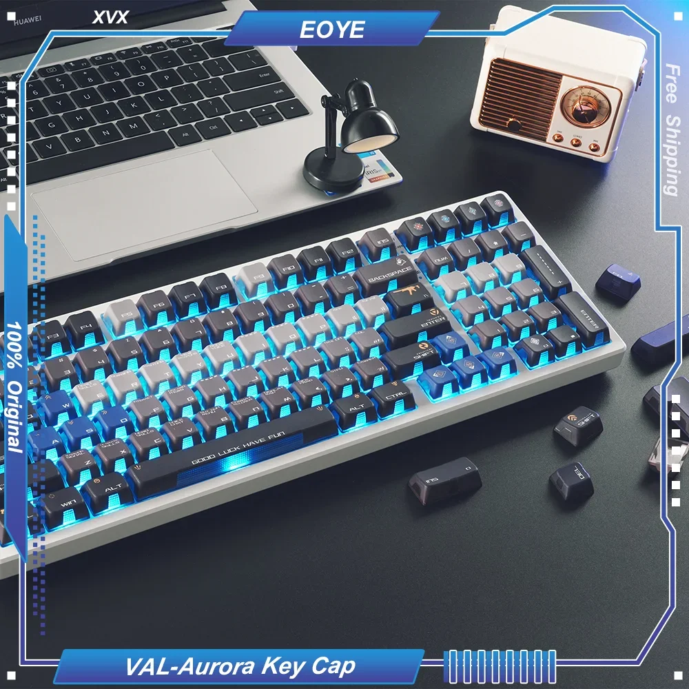 XVX VAL-Aurora Theme 125 Key Cap OEM Profile PBT+PC All Five Side Thermal Sublimation 4  Translucent for Customized Keyboard