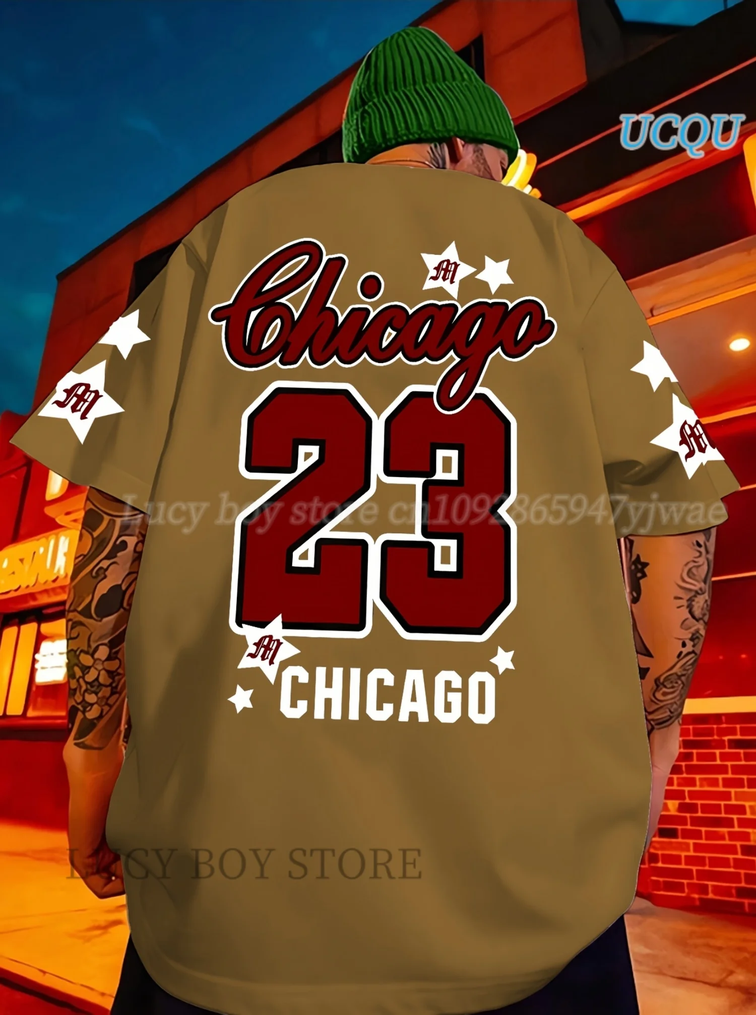Man O-Neck Sportwear Brooklyn Racing Football TeeMens CHIAGO No.23 Printed Short Sleeve T Shirt  Vintage Casual Tops Men Clothes