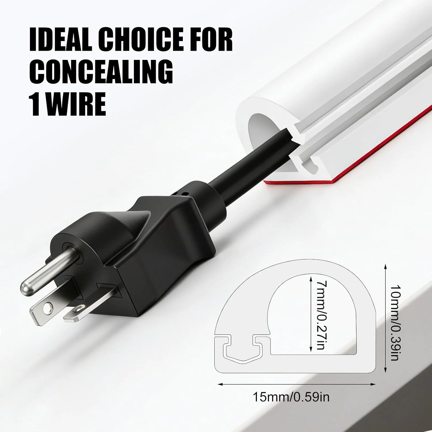 1 Roll Hidden Self-Adhesive Cable Channel,Conduit Cable Protector, Suitable for Desktop, Wall and Ground Installation