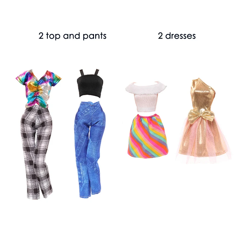 16 stücke Set 30cm Puppe Kleidung und Accessoires gehören 4 Mode Kleider 6 Krone 6 Halskette für Barbie Spielzeug für Mädchen, verkleiden