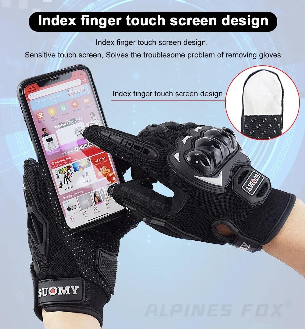 Suomy Motorcycle Gloves Moto Touch Screen Breathable Motorbike Racing Riding Bicycle Protective Guantes Summer Sports for Honda