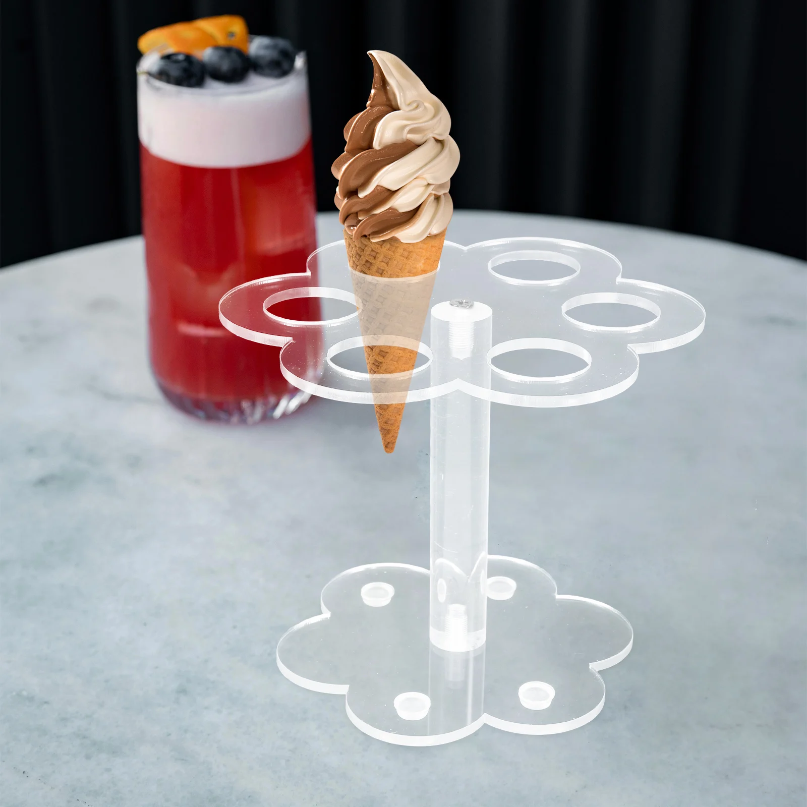 

Ice Cream Cone Holder 6 Holes Acrylic Transparent Display Stand Risers Cake Pastry Organizer Storage Home Decor