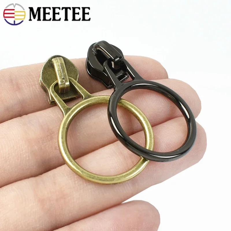 

10-30Pcs Meetee 5# Ring Nylon Zipper Puller for Closures Bags Garment Zips Slider Zippers Head Repair Kit DIY Sewing Accessories