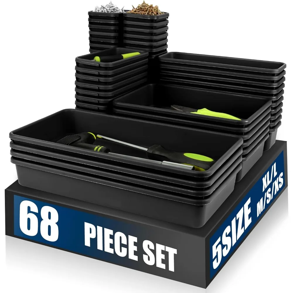 

Large 68 Piece Tool Box Organizer Tray Divider Set Five Sizes Garage Storage
