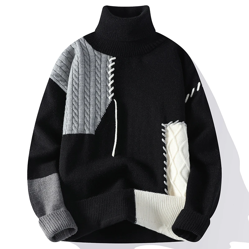 Non-Iron Men'S Patchwork Sweaters Spring Autumn Winter Clothes 2024 Pull OverSize 3XL 4XL Classic Style Casual Pullovers