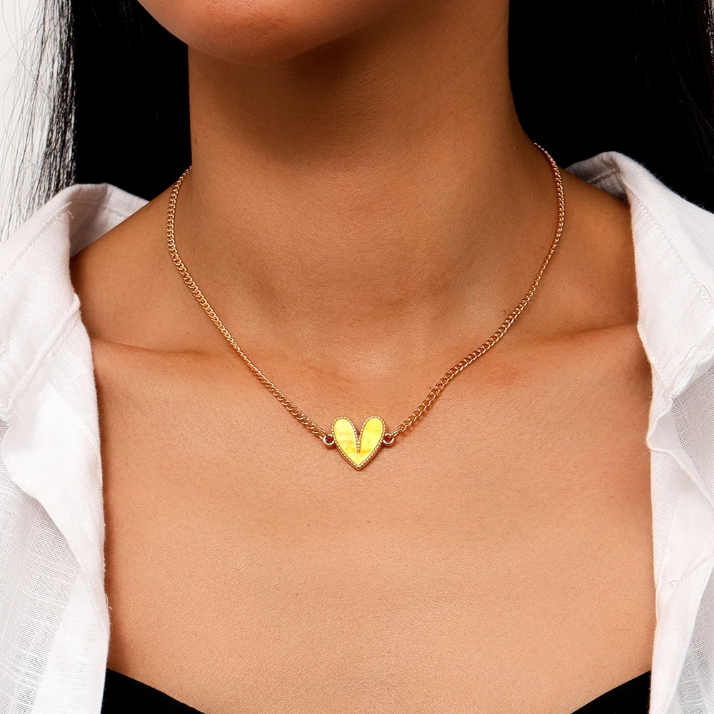 Aihua Niedliche Kawaii Mädchen Herzanhänger Halskette für Frauen Neuer Trend Mädchen Schlüsselbeinkette Party Geburtstag Schmuck Geschenke – Detail 4