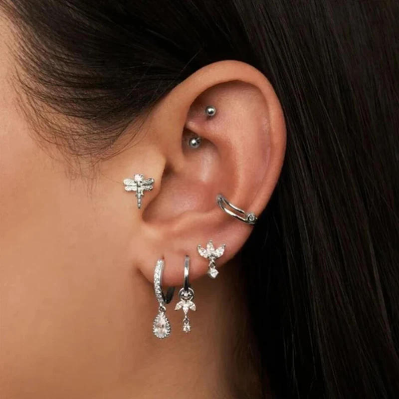 925 Sterling Silver Ear Needle Crystal Zircon Tassel Pendant Hoop Earrings Retro Small Fragrance Style High Jewelry Women Gifts