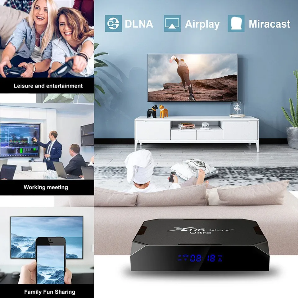 X96Max Plus Ultra TV Box Android 11 TV Box Android 32GB 64GB Amlogic S905X4 AV1 8K Wifi BT4.X Reproductor Multimedia Set Top Box IPTV TV Boxes Android 6