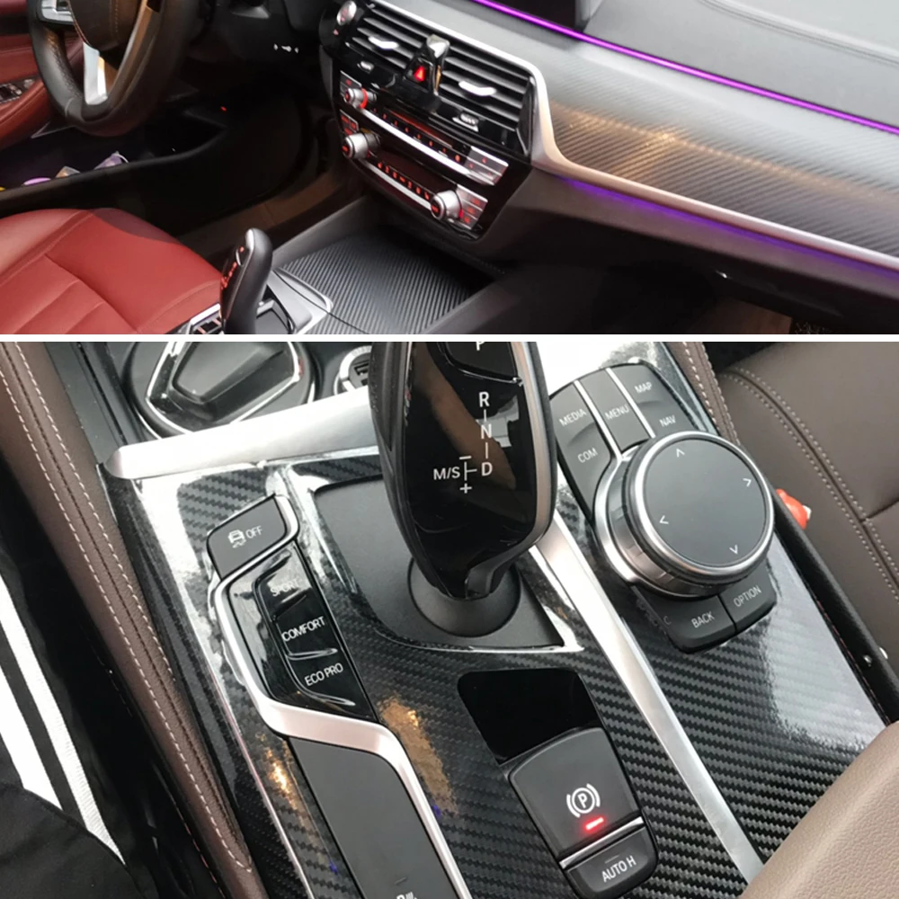 For BMW 5 Series G30 2018-2023 3D 5D Carbon Fiber Car Interior Center Console Cover Color Change Molding Sticker Decals