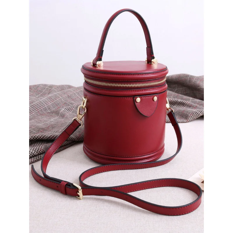 Genuine leather retro round small box fashion women hand-carrying crossbody women's bag