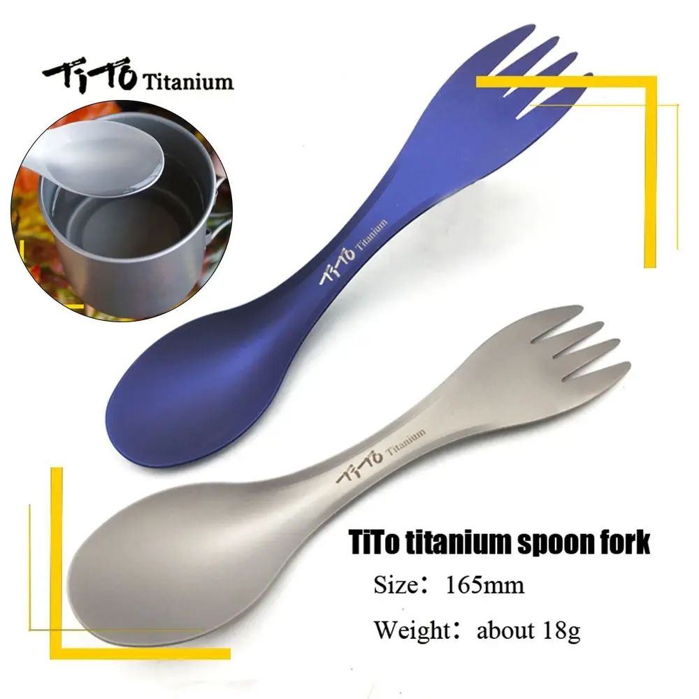 Ultralight Square Chopsticks EDC Camping Tool Pure Titanium Cookware Long Handle Spoon Cutlery Fork Outdoor Picnic Accessories