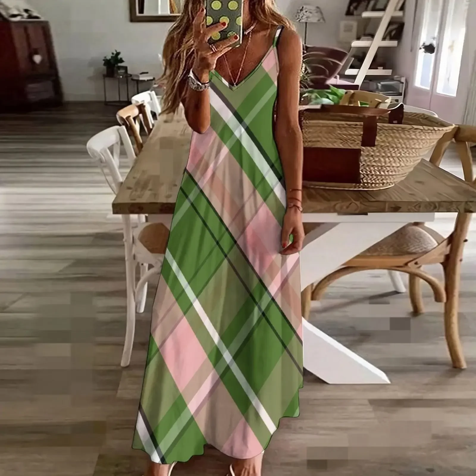 Robe de RhPreppy à carreaux pour femmes, rose et vert, fibrodress, vêtements pour femmes