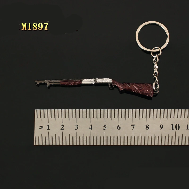 Resident Evil 8 Mini Shotgun Model Keychain V61 AK M1897 SA110 USM AI M1851 Revolver Alloy Key Ring Backpack Pendants