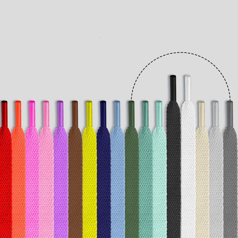 25 Farben 8 mm flache Schnürsenkel, breitere Webart, einfarbige Schnürsenkel, High-Top-Sneaker-Schnürsenkel, Schnürsenkel, Zubehör, 80/100/120 cm – Detail 2
