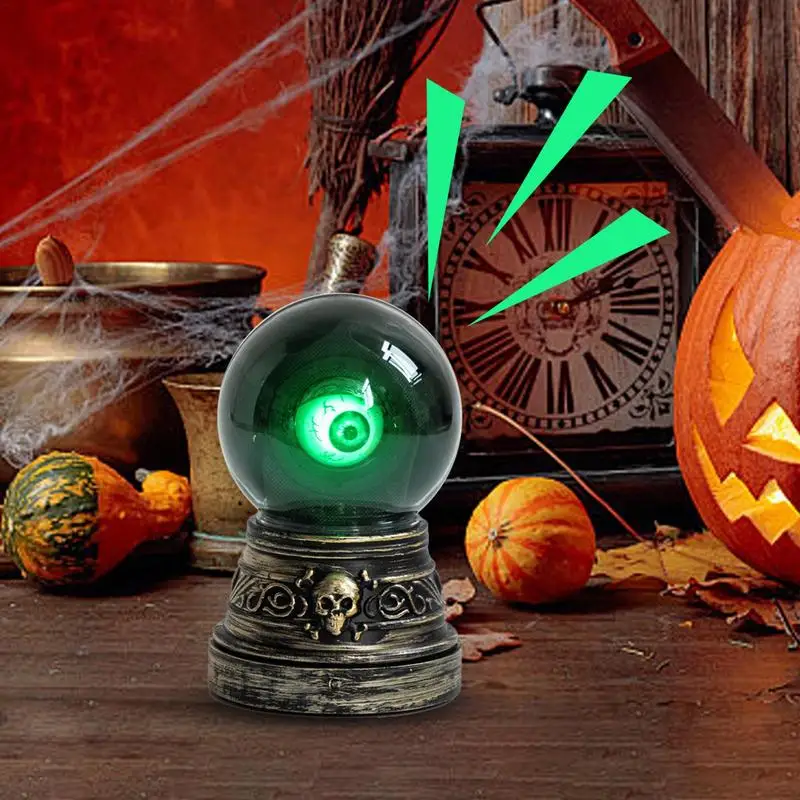 ALCHEMY GOTHIC: アストロンティエルの目 クリスタル・ボール Crystal Ball with Blinking Green Evil Eye LED Gothic Decor Battery
