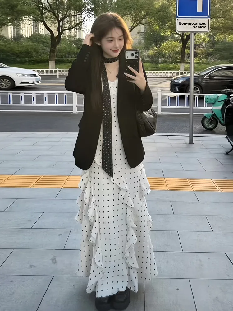 

Bla Suit Jaet Women's Spring 2026 New Irregular Polka Dot ter Dr Commute Sle Casual Faion Set Regular Sve