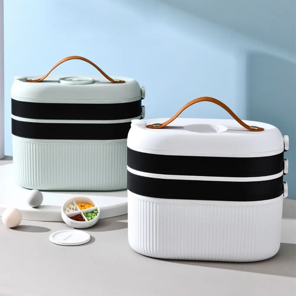 

Creative Rotary Medicine Box 360° Rotating 3-Layers Medicine Cabinet Large Capacity with Mini Tablet Box Medicine Storage Case