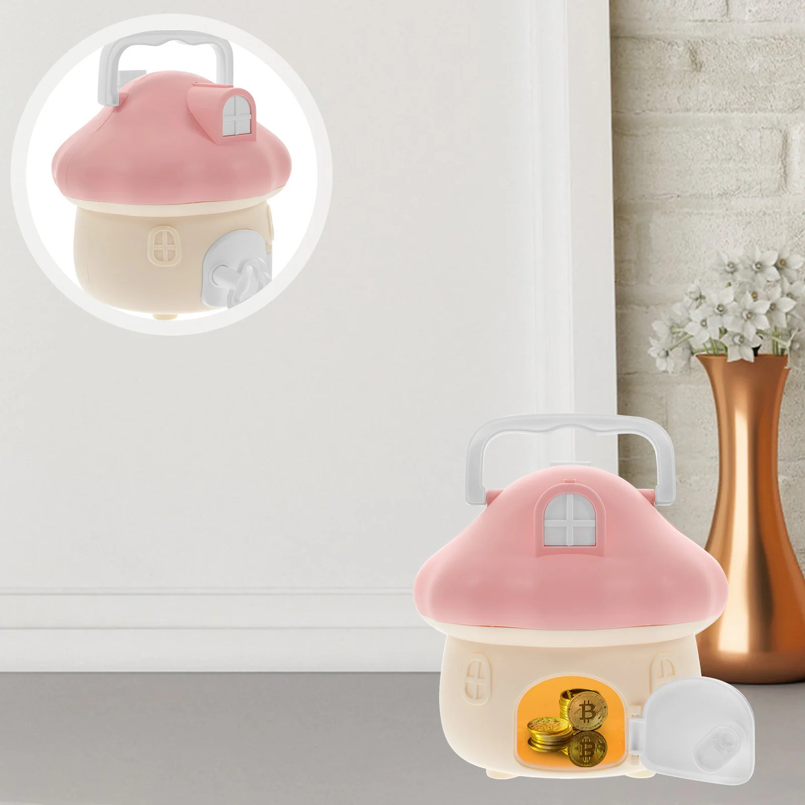 Skarbonka w kształcie grzybka, skarbonka dla dzieci w stylu vintage, ozdoba na biurko, dekoracja domu, pojemnik na pieniądze, skarbonka.