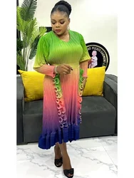 2025 New Miyake Pleated Dress Ruffles Spliced Belt Gathered Waist Gradient Dresses Spring Elegant Women's Clothing 2G3741