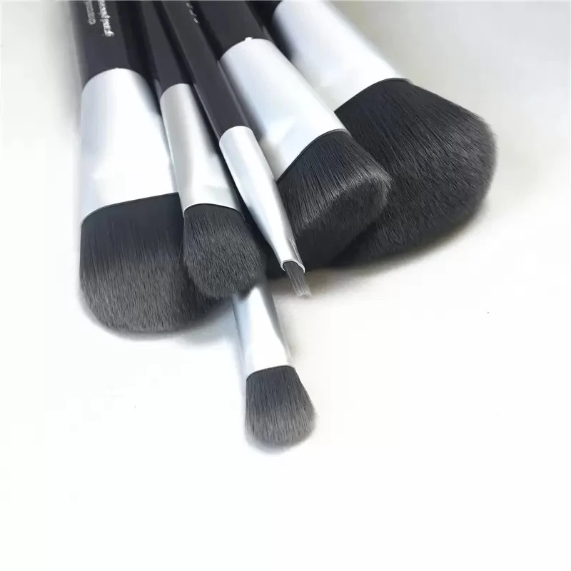 Deluxe Charcoal Antibacterial Makeup Brushes Set - 6Pcs Antibacterial Synthetic Hair kit Beauty Cosmetics Brushes Blending Tools