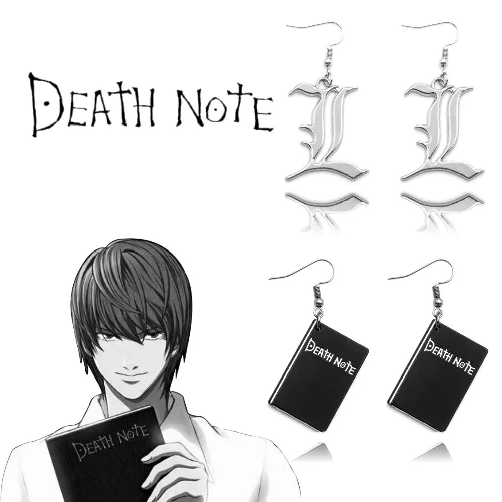 Novel  Anime DEATH NOTE Keychain L Figure Pendant Keychains Bracelet Necklace Earrings for Women Men Keyring Jewelry Gift