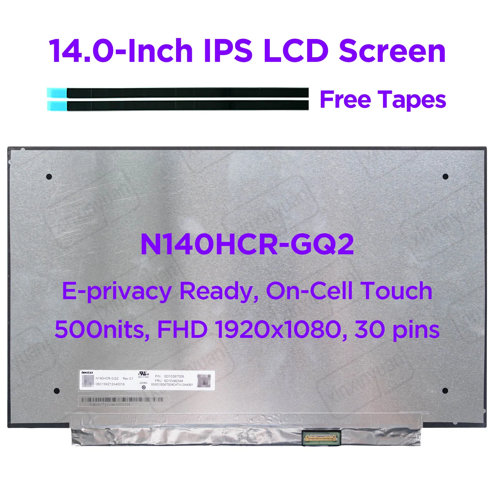 Tela do Portátil Ips para Lenovo 14.0 Ips N140hcr-gq2 5d10v82344 Suporte E-privacidade 500 Nits 100 Srgb Fhd1920x1080 30 Pinos Edp Novo