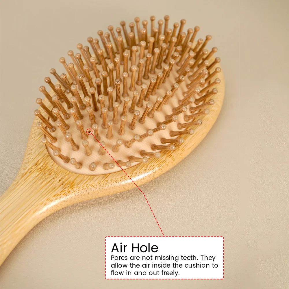 Natural Wooden Hair Brush with Sunflower Engraving Scalp Massage Detangling Brush for All Hair Types Daily Hair Care Grooming To