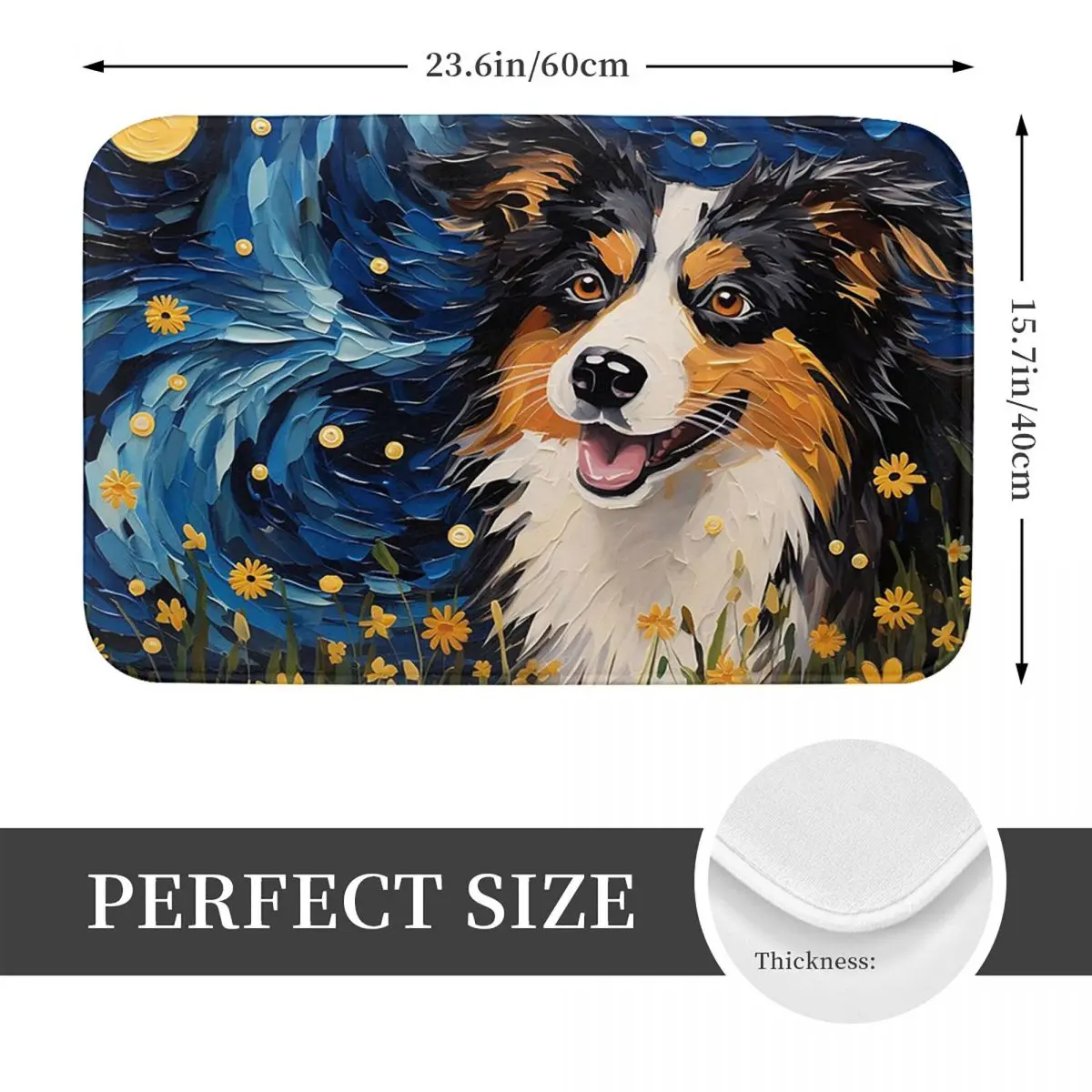 Starry Night Canine Dreamscape Van Gogh Inspired Artistry Non-slip Doormat Floor Mat Carpet Rug for Kitchen Entrance Footpad Mat