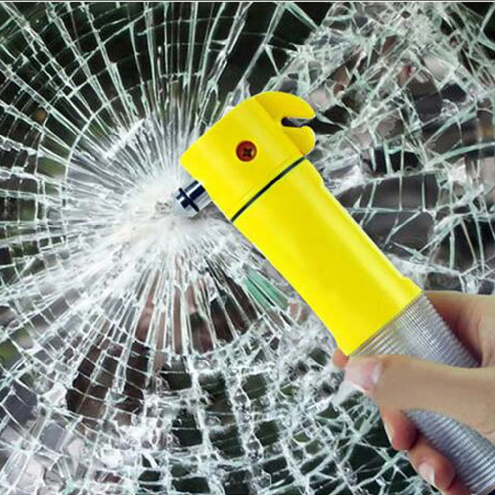 4 In 1 Car Window Breaker Safety Belt Cutter Flashlight LED Signal Light Emergency Sersonal Safety First Aid Self-Rescue Tool