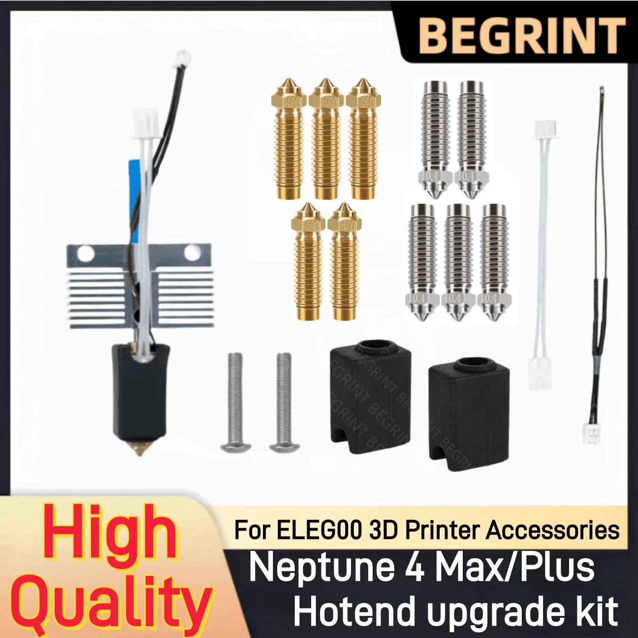 For ELEGOO 3D Printer Neptune 4 Max/4Plus Hotend kit High-speed Brass nozzle,Silicone Socks,Thermistor 3D Printer Parts