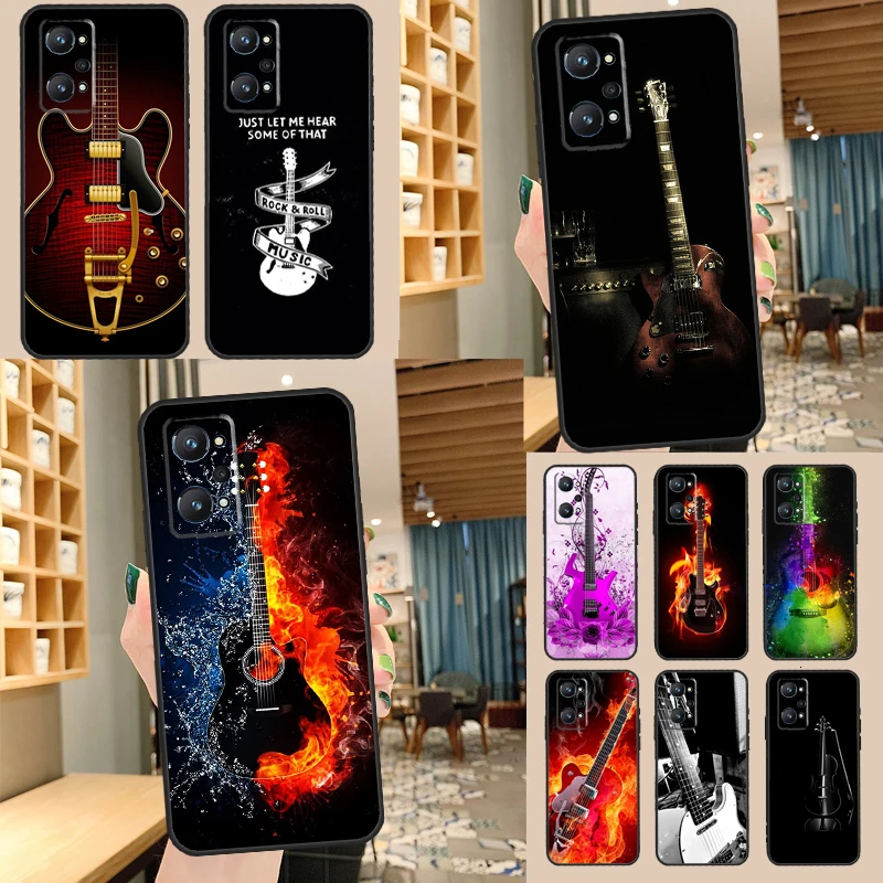 Rock Music Instrument Guitar For Realme C55 C35 C33 C31 C30 C25 C21Y C15 C11 GT Neo 5 3 2 Realme 9 10 11 Pro Plus Case