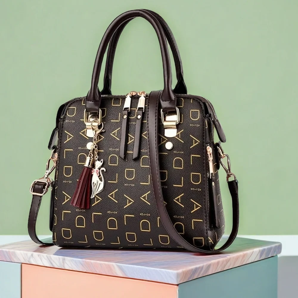 

Fashionable Letter Print Women's Handbag - Large Capacity Crossbody Bag with Removable Adjustable Strap for Versatile Style