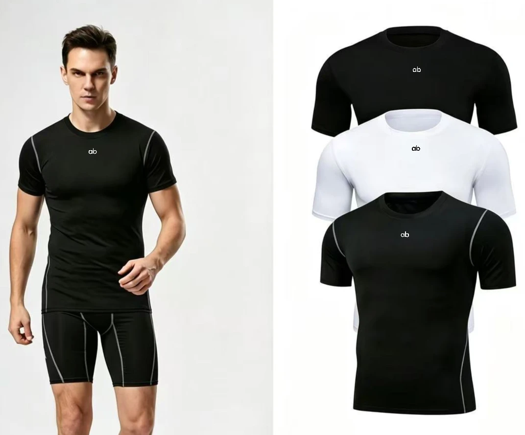 Men's Compression T Shirt Summer Sportswear Running T-shirt Elastic Quick Dry Sport Tops Tee Athletic Gym Fitness T Shirts Men