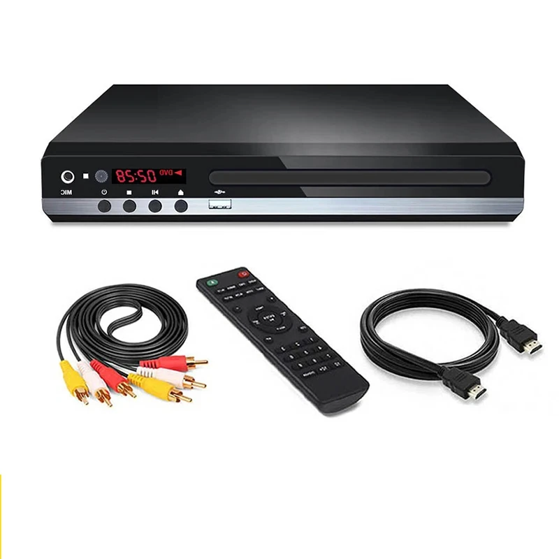 B-M DVD Player VCD CD Disc Media Player Machine with HDMI-AV Output Remote USB Mic Full HD 1080P Home DVD Player Box Multimedia