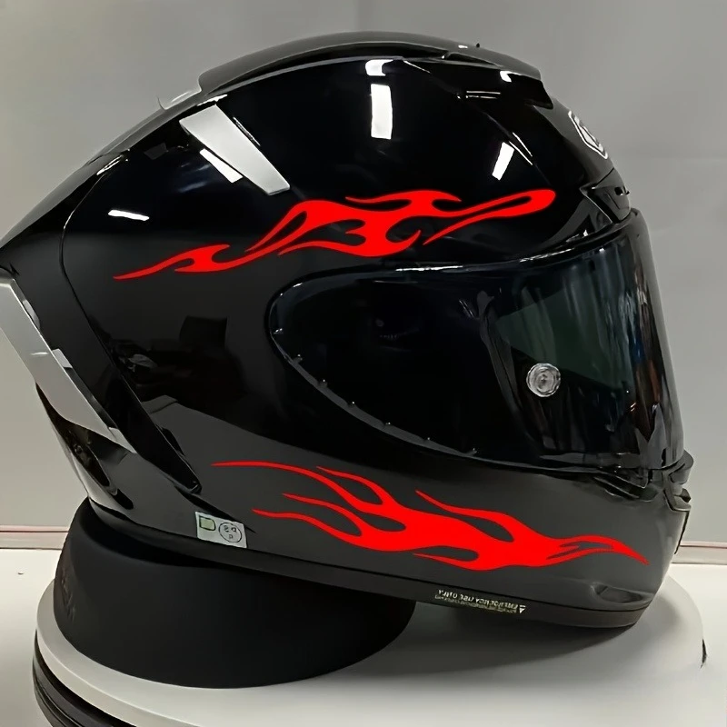4Pcs 2D Flat Flame Vinyl Sticker, Waterproof Decal for Motorcycle Helmet Rearview Mirror Car Laptop Decor, Holiday Gift