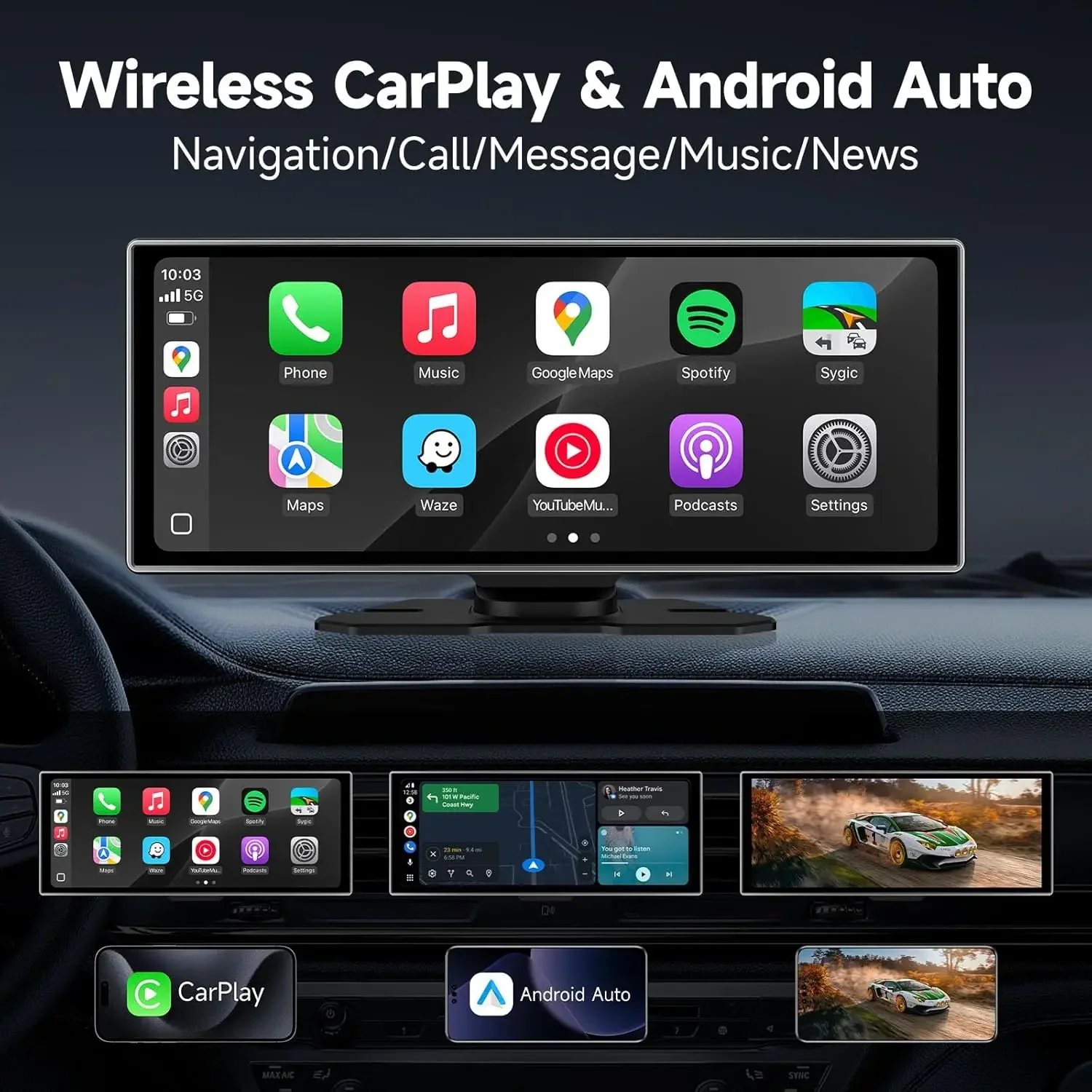 Develuck 11.26 inch Dash Cam 4K Car DVR Wireless Carplay & Android