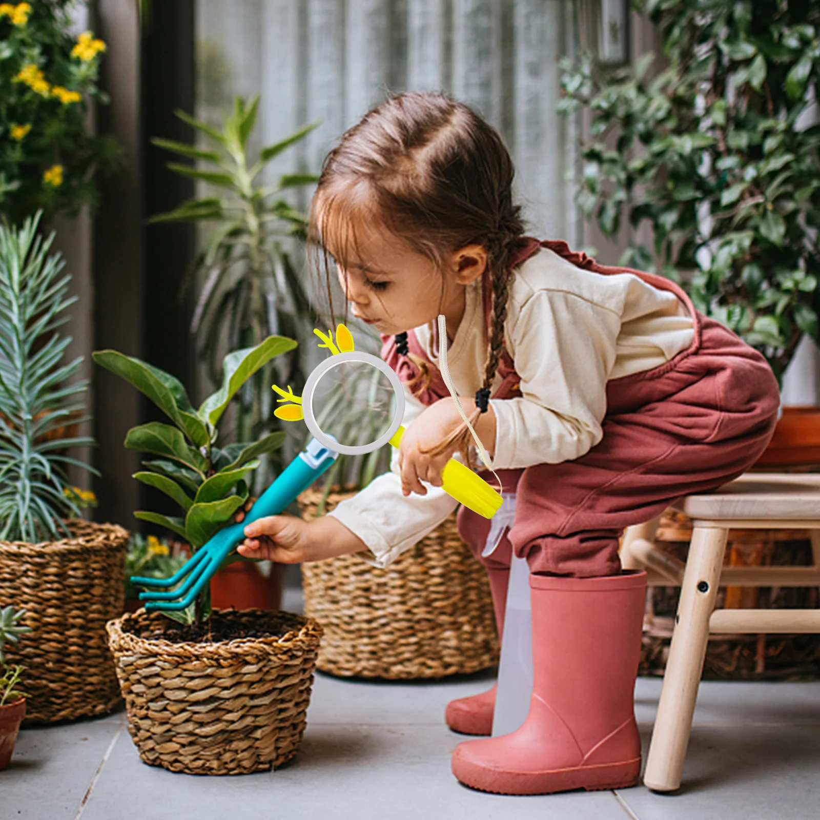 

Kids Handheld Magnifying Glass Cute Portable Durable Long Lasting Animal Shaped Design Outdoor Exploring Learning Insect