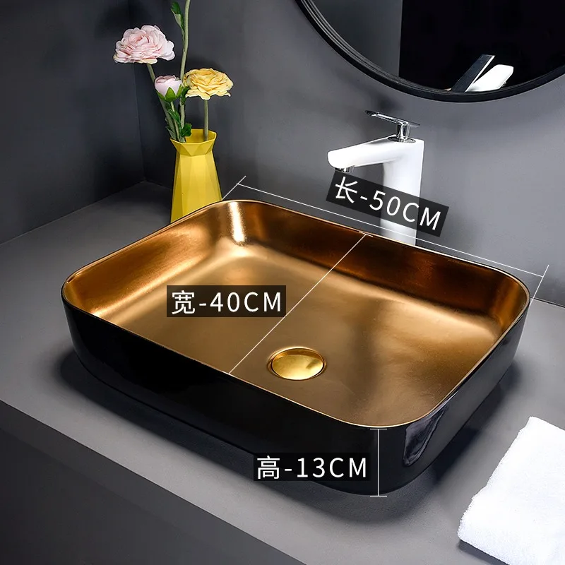 Lavabo de scène d'art carré, lavabo en céramique, lavabo de salle de bain d'hôtel