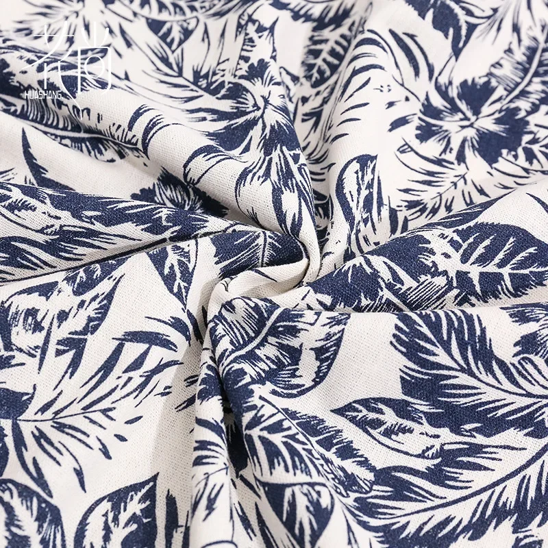 

0.5/1/2 Yard Linen Printed Fabric for Sewing Blue Retro Photo Background Curtain Tablecloth Drawer Pocket DIY Fabric Polyester