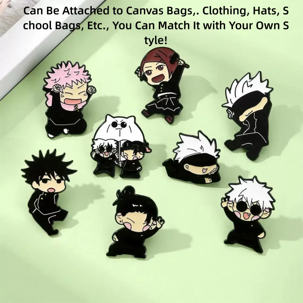 

Heye Japanese Anime Jujutsu Ninja Cartoon Costume Hat, Bag, Badge, Brooch Decorative Gift Set of 8 Pieces