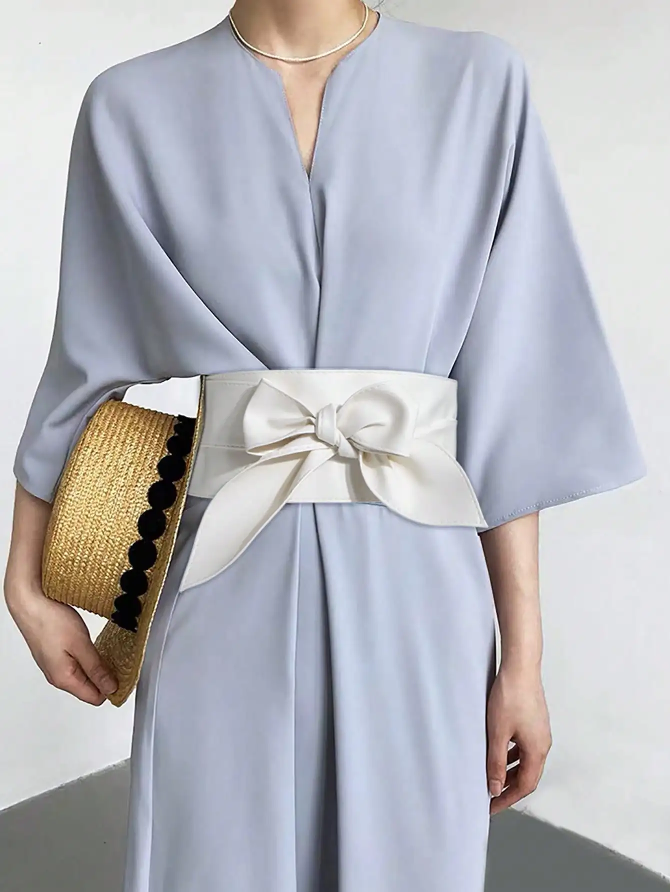 1pc Women's Soft And Versatile Bowknot Waist Belt With Long Ties